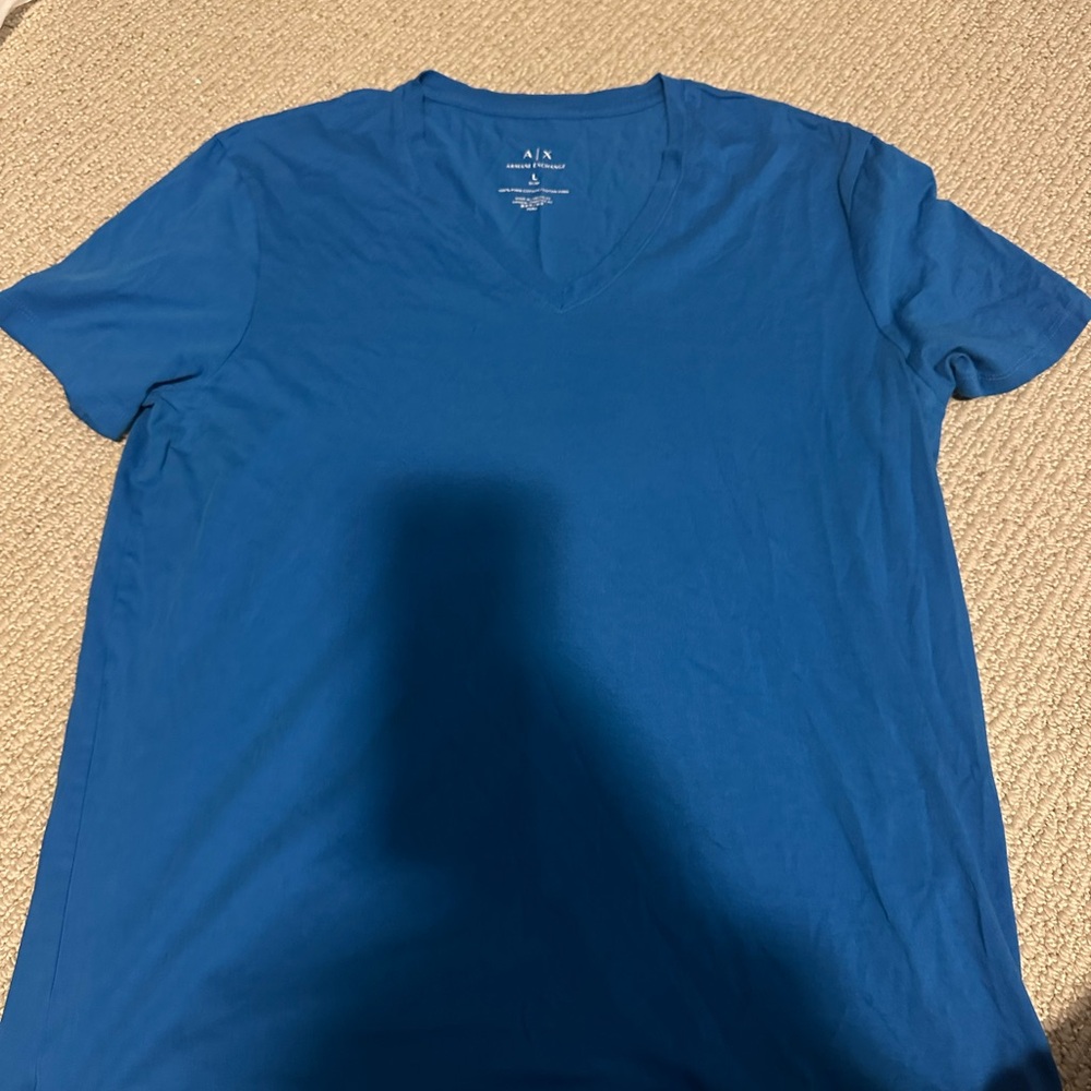 Armani Exchange Blue V-Neck T-Shirt